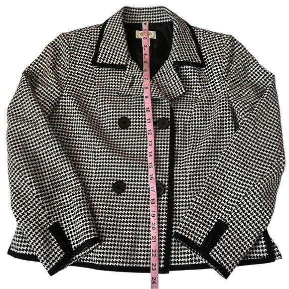 Vintage Talbots Houndstooth Plaid Blazer Black Wool Jacket 12P Preppy Academia - Picture 15 of 15